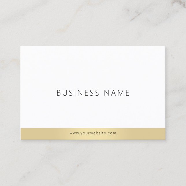 Minimalist Template Elegant Gold White Modern Top Business Card (Front)