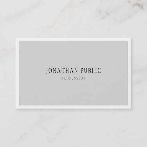 Minimalist Template Elegant Sleek Grey White Plain Business Card