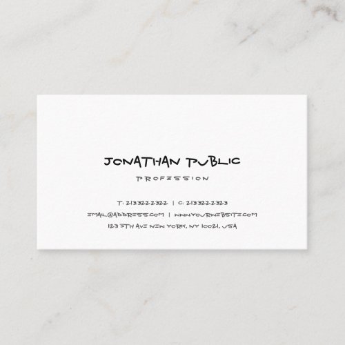 Minimalist Template Handwritten Script Creative Business Card