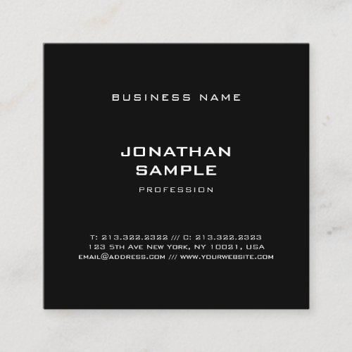 Minimalist Template Modern Simple Elegant Black Square Business Card