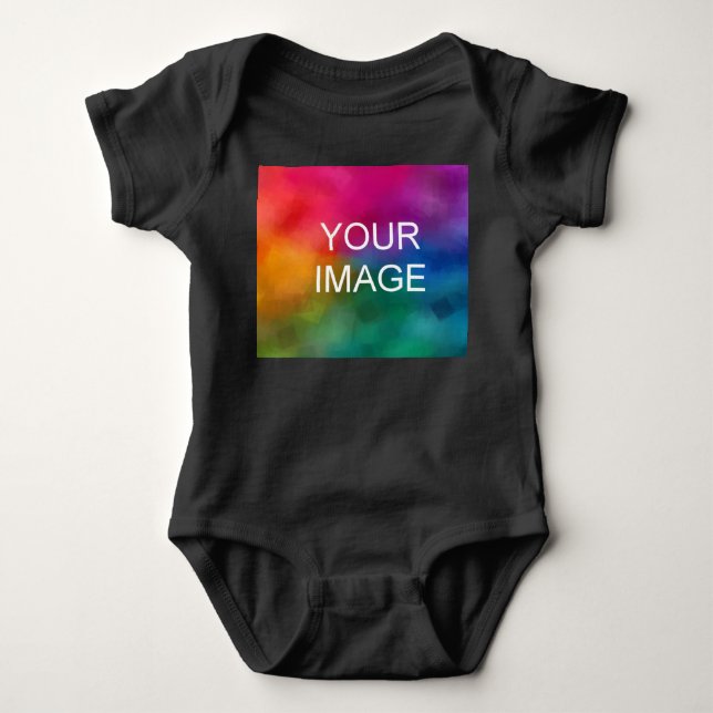 Minimalist Template Upload Your Own Photo to Black Baby Bodysuit (Front)