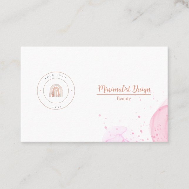 MINIMALIST TEMPLATE WATERCOLOR PINK BUSINESS CARD (Front)