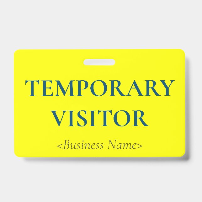 Minimalist "TEMPORARY VISITOR" Badge (Front)