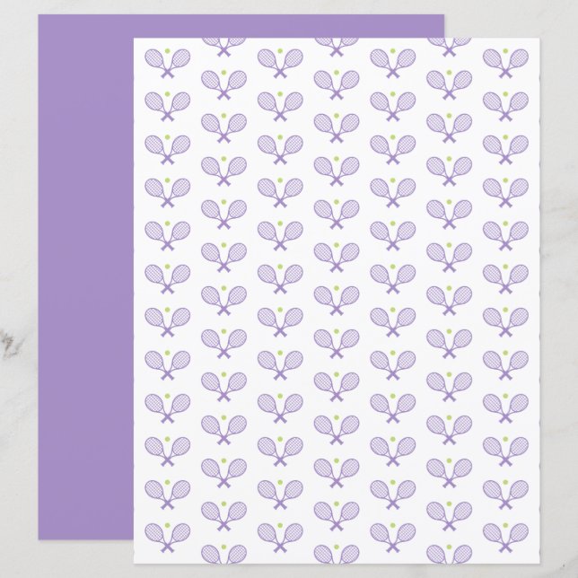 Minimalist Tennis Pattern Scrapbook Paper (Front/Back)