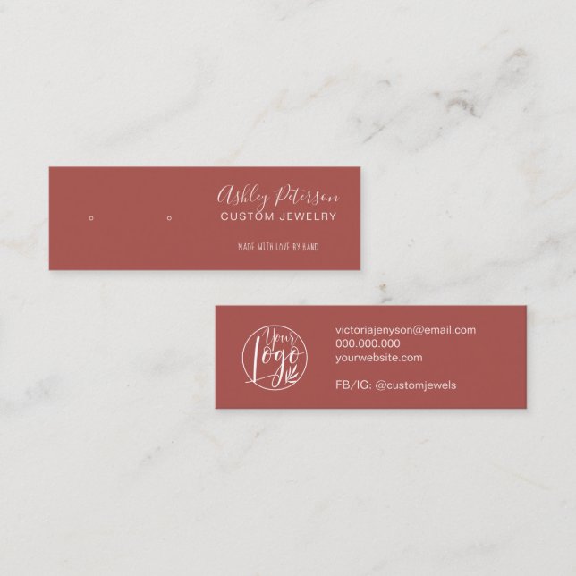 Minimalist teracotta jewelry earring display mini business card (Front/Back)