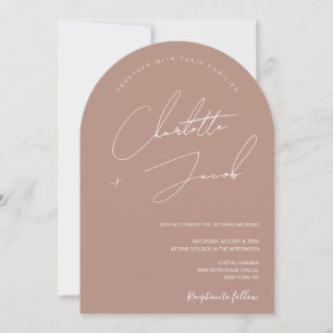 Minimalist Terra Cotta Modern Script arch Wedding Invitation
