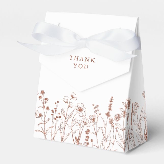 Minimalist Terracota  Wildflower Bridal Shower     Favor Boxes (Front Side)