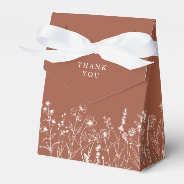 Minimalist Terracota  Wildflower Bridal Shower     Favor Boxes (Front Side)