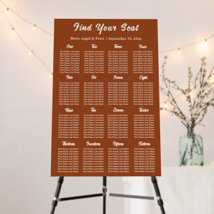Minimalist Terracotta 16 Tables Seating Chart Foam Board
