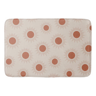 Minimalist Terracotta Abstract Boho Sun Pattern Bath Mat