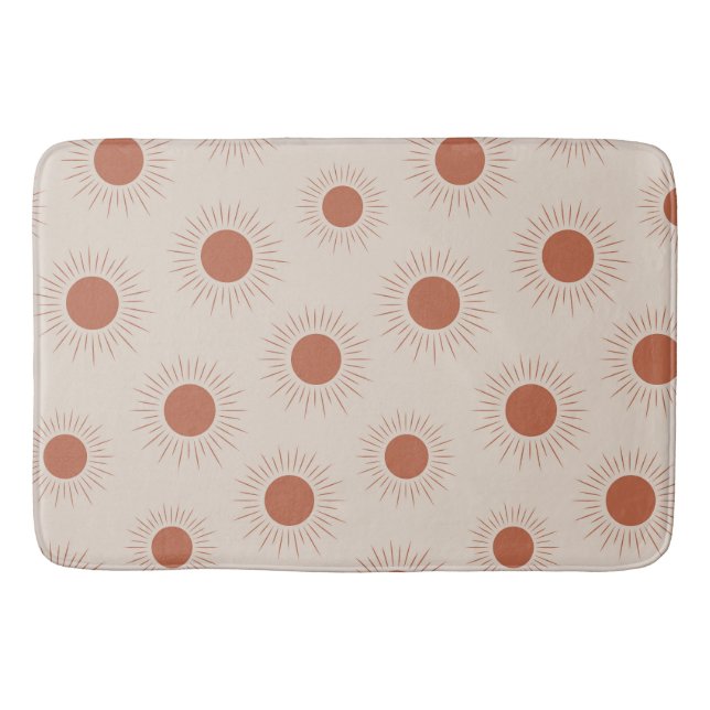Minimalist Terracotta Abstract Boho Sun Pattern Bath Mat (Front)