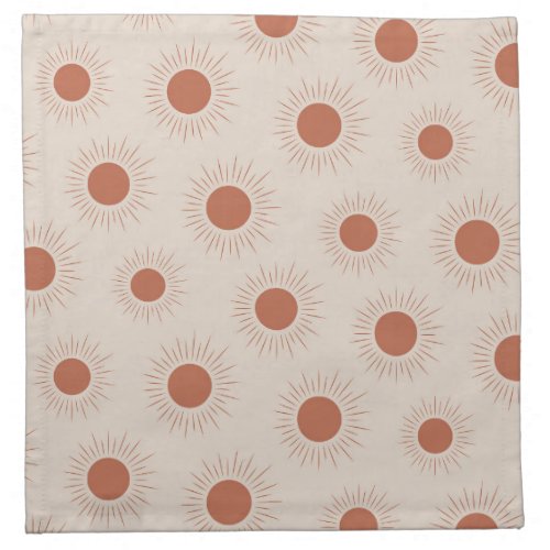 Minimalist Terracotta Abstract Boho sun pattern Cloth Napkin