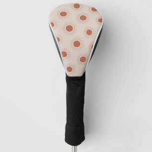 Minimalist Terracotta Abstract Boho sun pattern Golf Head Cover