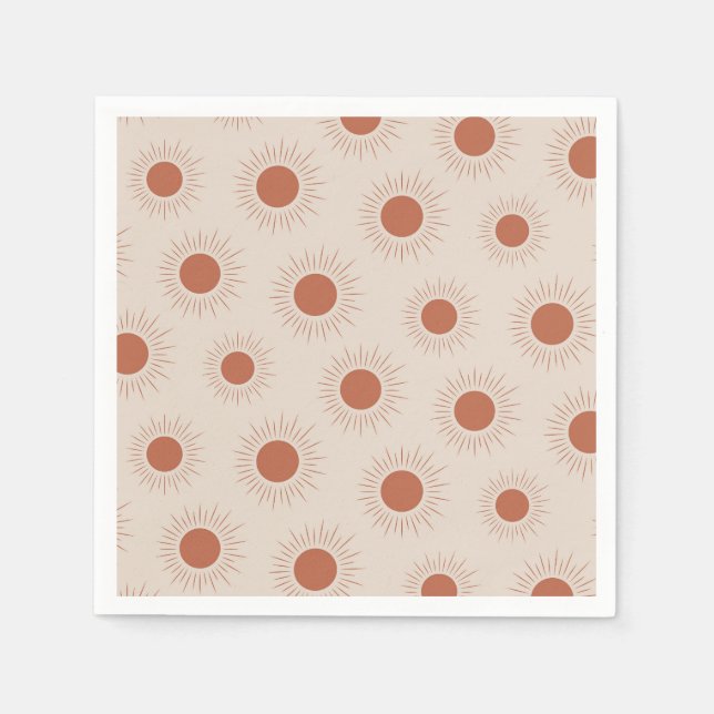 Minimalist Terracotta Abstract Boho sun pattern Napkins (Front)