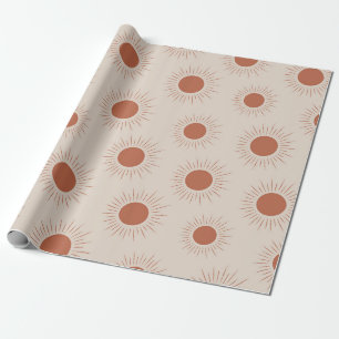 Minimalist Terracotta Abstract Boho sun pattern Wrapping Paper
