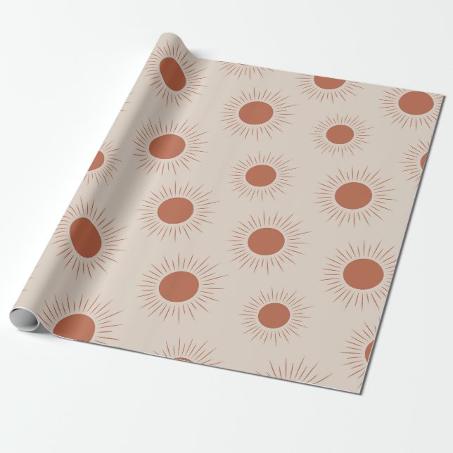 Minimalist Terracotta Abstract Boho sun pattern   Wrapping Paper (Unrolled)