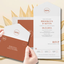 Minimalist Terracotta All in One Wedding Invite