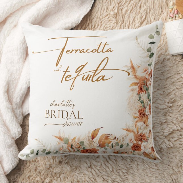 Minimalist Terracotta and Tequila Boho Chic Bridal Throw Pillow (Creator Uploaded)