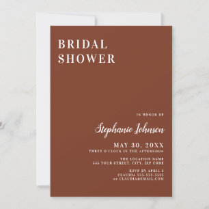 Minimalist Terracotta and White Bridal Shower Invitation