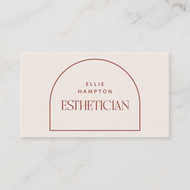 Minimalist Terracotta Arch Beauty Esthetician Busi Business Card (Front)
