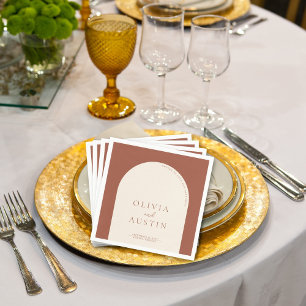 Minimalist Terracotta Arch Cheers Script Wedding  Napkins