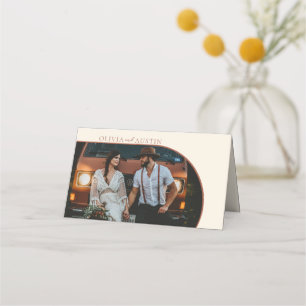 Minimalist Terracotta Arch Photo Wedding Guest Place Card
