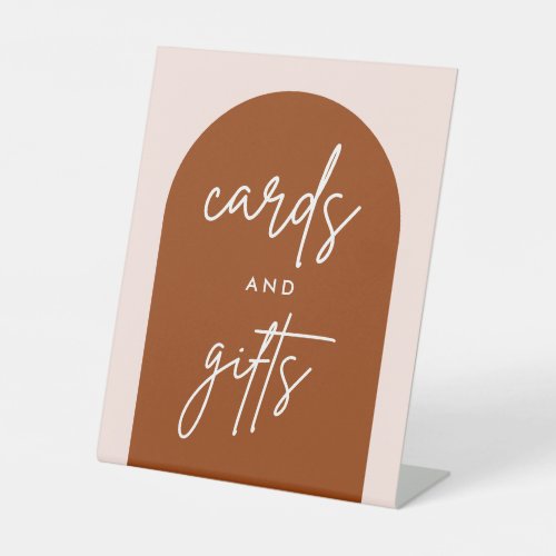 Minimalist Terracotta Arch Wedding Cards and Gifts Pedestal Sign