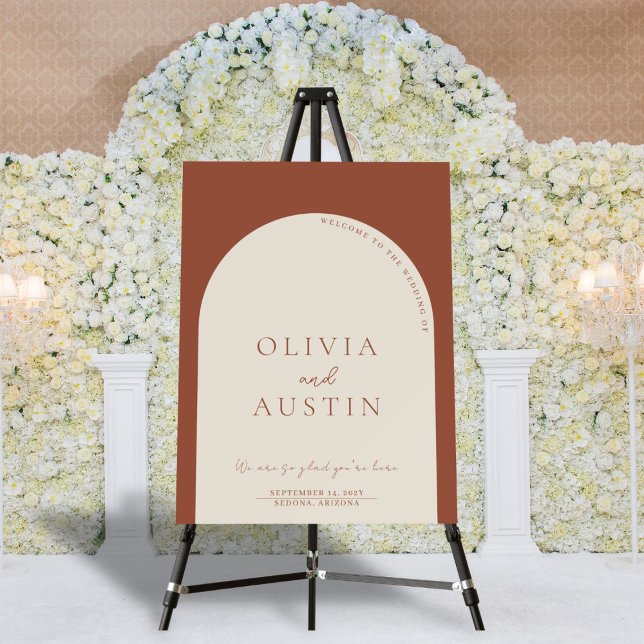Minimalist Terracotta Arch Wedding Welcome Sign (Creator Uploaded)