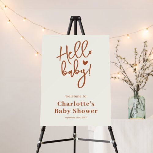 Minimalist Terracotta Baby Shower Welcome Sign