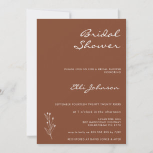 Minimalist Terracotta Bohemian Bridal Shower Invitation
