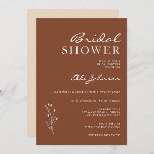 Minimalist Terracotta Bohemian Bridal Shower Invitation