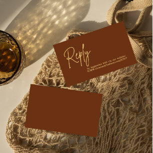 Minimalist Terracotta Bohemian Save the Date RSVP Enclosure Card