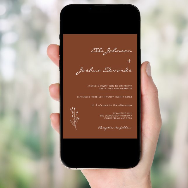 Minimalist Terracotta Bohemian Wedding Invitation (Front Digital)