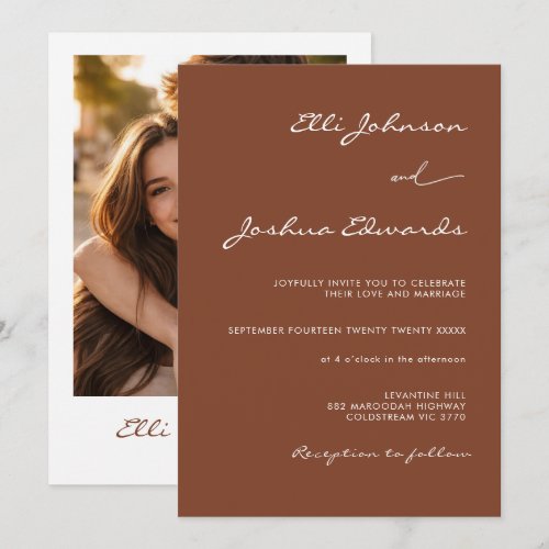 Minimalist Terracotta Bohemian Wedding Invitation