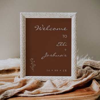Minimalist Terracotta Bohemian Wedding Welcome Poster by figtreedesign at Zazzle