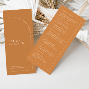 Minimalist Terracotta Boho Arch Wedding Menu