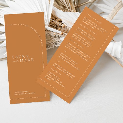 Minimalist Terracotta Boho Arch Wedding Menu