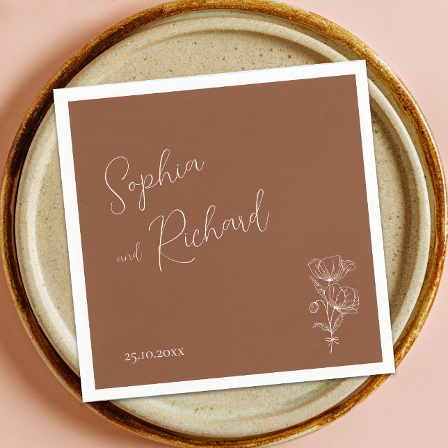 Minimalist Terracotta Boho Botanicals Wedding Napkins (Creator Uploaded)