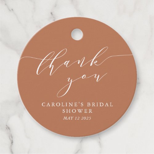 Minimalist Terracotta Boho Bridal Shower Thank You Favor Tags