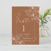 Minimalist terracotta boho Burnt  Table Number (Standing Front)