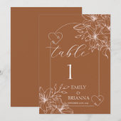 Minimalist terracotta boho Burnt  Table Number (Front/Back)