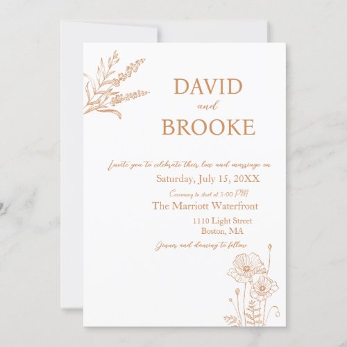 Minimalist Terracotta Boho Photo Wedding Invitation