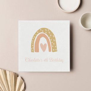 Minimalist Terracotta Boho Rainbow Birthday Party Napkins