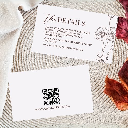 Minimalist Terracotta Boho Wedding Details Enclosure Card