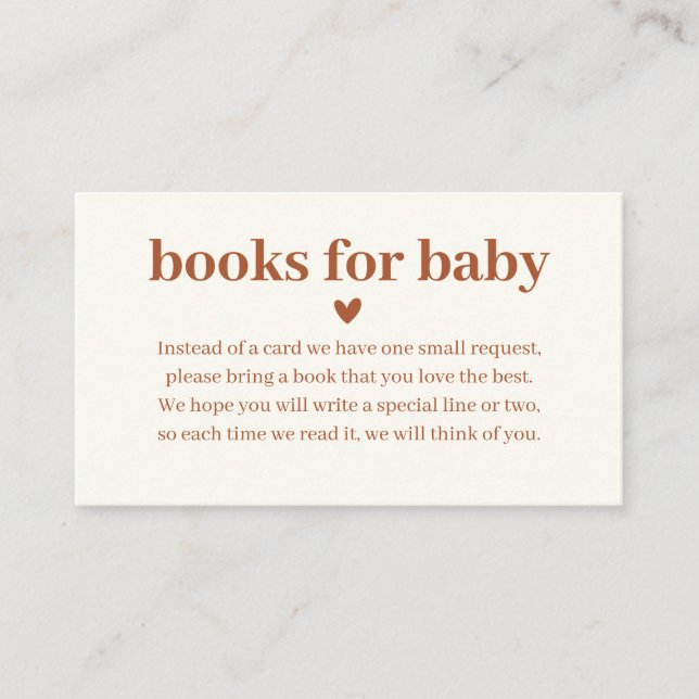 Minimalist Terracotta Books for Baby Enclosure Card (Front)