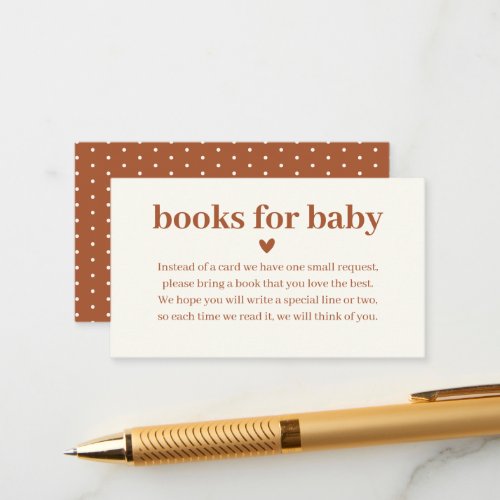 Minimalist Terracotta Books for Baby Enclosure Card