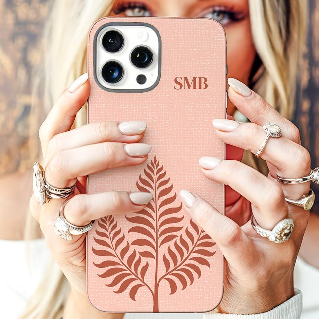 Minimalist Terracotta Botanical Monogram Case-Mate iPhone Case (Creator Uploaded)