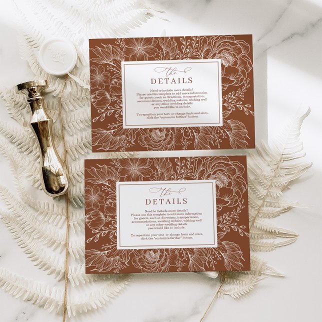 Minimalist Terracotta Botanical Wedding Details Enclosure Card (Creator Uploaded)