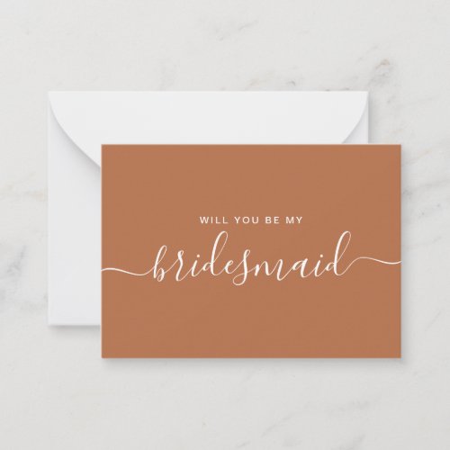 Minimalist Terracotta Bridesmaid Proposal Note Card