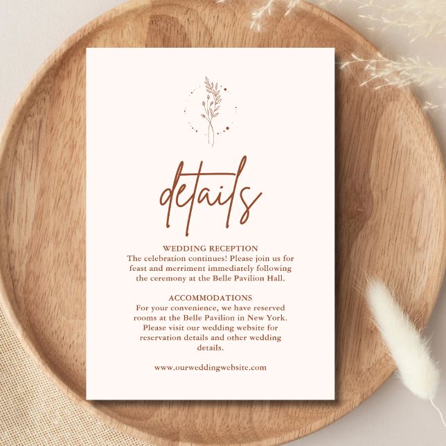 Minimalist Terracotta Burnt Orange Boho Wedding Enclosure Card (Creator Uploaded)